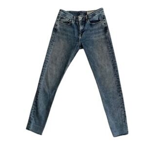 Rag & Bone Cate Mid-Rise Ankle Skinny Jeans Blue Raw Hem Size 27